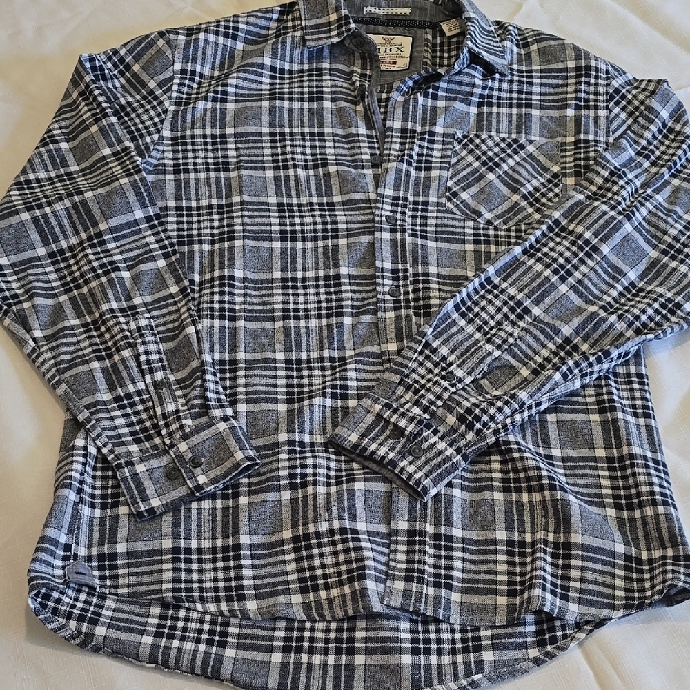 Men's MBX Denim Blue & White Plaid Slim Fit Shirt